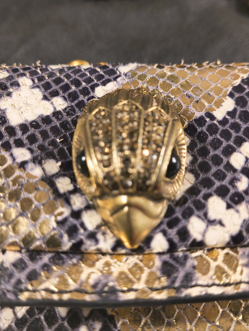 Kurt Geiger London Mini Kensington Metallic Snake Print Leather Crossbody Bag - Picture 3 of 16